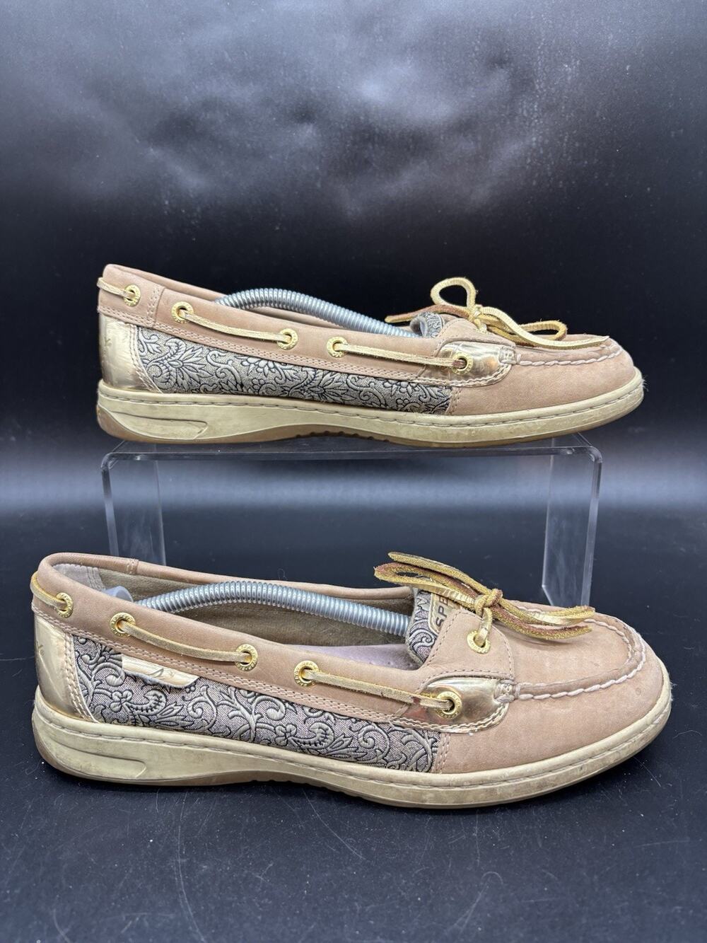 Sperry Top Sider Loafers Tan with Gold 9287954 Womens Size 9